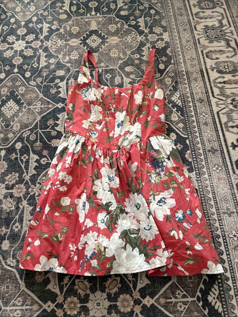 Abercrombie an Fitch Red Floral Sundress with built in Shorts XSP